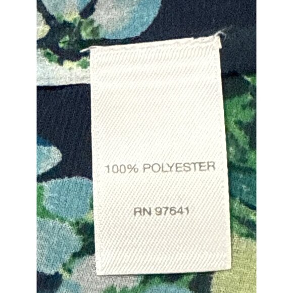 J. Jill Size XL Floral Tunic Top Navy/Blue 3/4 Sleeve Button-Front  Lightweight - Picture 6 of 8
